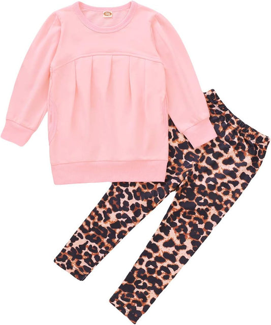 Toddler Girls Clothes Winter Warm Long Sleeve Tops+Long Pants Set