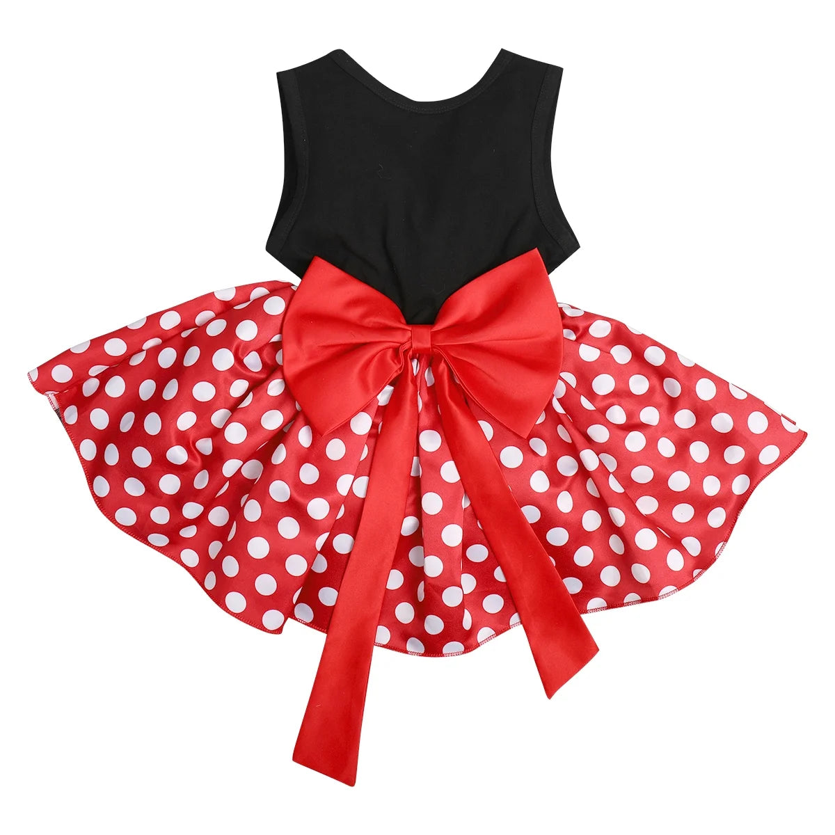 Toddler Baby Girl Polka Dots Princess Costume Birthday Party Fancy Dress up Halloween Cosplay Mouse Ears Dance Outfits for Child 4-5 Years Red + Black